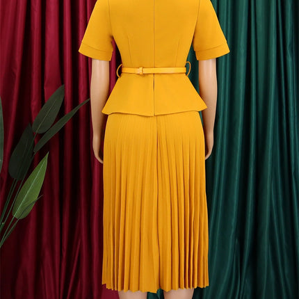 Elegant Women Pleated Dresses 2026 Summer Clothing Birthday Wedding Party Evening Gown Office Ladies Maxi Dress O-neck Robes