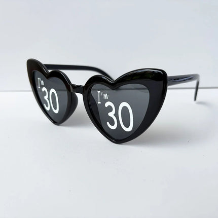 I'm 30th 40th 50th 60th Birthday Party Glasses Personalised Heart Shaped Sunglasses for Women Men Birthday Gift Party Supplies
