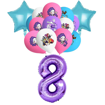 Happy Birthday Party Decoration Character Anime Tableware Plate Cup Balloon Set Banner Backdrop Gift Bag Keychain Party Supplies
