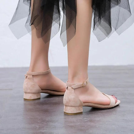 Small size 31 32 33 versatile  2025  summer Korean version open toed flat toe low heel sandals, large size women's shoes 41-46