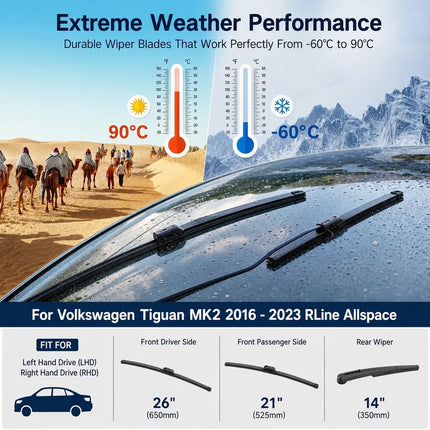For Nissan Patrol 6th GEN Y62 2010-2023 Front Rear Wiper Blades Windshield Brushes Platinum Accessories V8 Spark Set