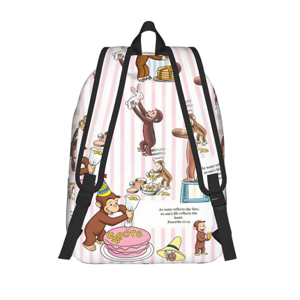 Curious George Dessert Activity Stickers Backpack  Travel Backpacks Girl Kawaii School Bags Designer Big Rucksack