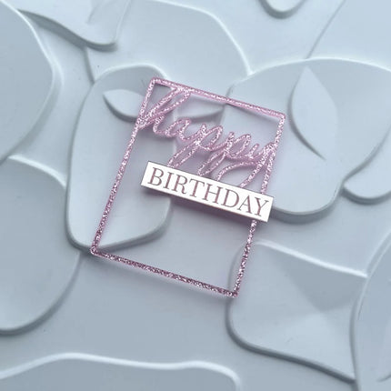 3pcs Happy Birthday Square Acrylic Cake Topper Gold Silver Rose Gold Birthday Party Baby Shower Cake Decoration Accessories