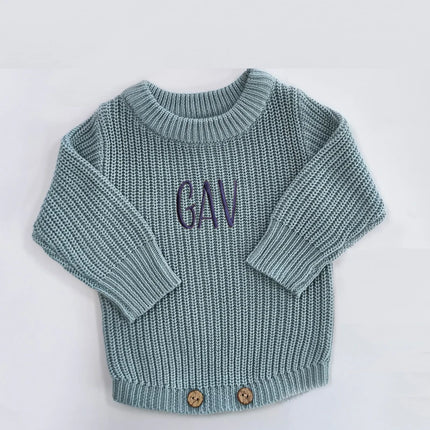 Personalized Embroidered Baby Sweaters Clothes Customization Long Sleeve Knitted Sweatshirt for Boys Girls Birthday Gift