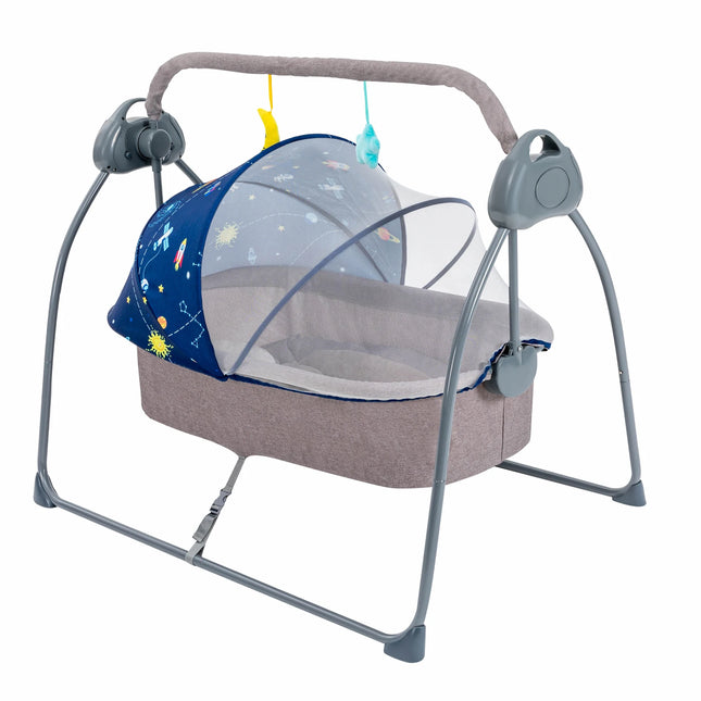 Baby Cradle Swing 5 Speeds Electric Stand Crib Auto Rocking Chair Bed with Remote Control for 0-18 Months Newborn Babies