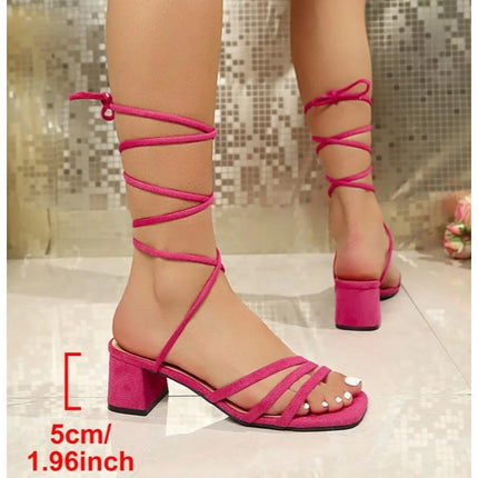 Women‘s Summer Ankle Strap Sandals Ladies Thin High Heels Party Dress Shoes Female Fashion Sexy Square Toe Stripper Heels