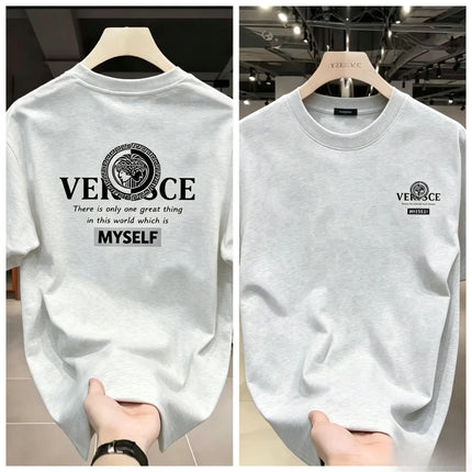 2026 Trendy Brand Printed Shirt Summer High-end Light Luxury Men's and Women's Silk Cotton Short-sleeved T-shirt Trendy Shirts