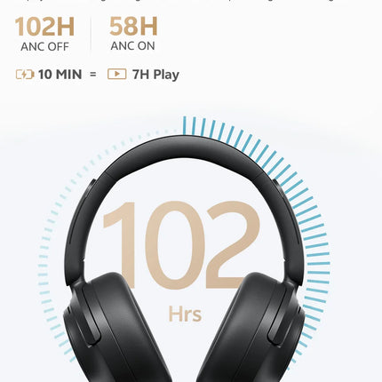 QCY H3S Over Ear Headphone Hi-Res LDAC Spatial Sound Headset H3S -56dB Adaptive ANC Wireless Earphone Bluetooth 6.0 102Hrs