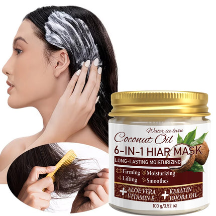 Water Ice Levin 6-In-1 Coconut Oil Hair Mask Keratin Aloe Jojoba Hydrate Dry Colored Fine Hair 100g