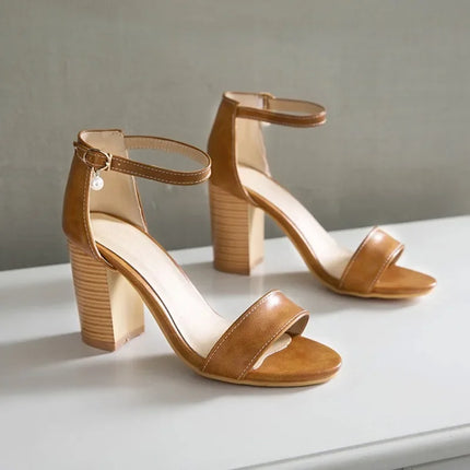 Biggest Size 49 50 Women Sandals Good Quality PU Leather High Wooden Heels Hand Made Summer Shoes Woman Sandalias Mujer Beige 33