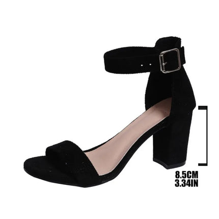 Womens Chunky Block Heel Sandals Ankle Strap Buckle Open Toe High Heels Dress Shoes Party Wedding Elegant Fashionable Style New