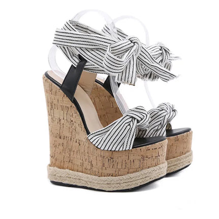 Summer Solid White Platform Wedges Sandals Women Fashion High Heels Ankle Strap Ladies Open Toe Shoes
