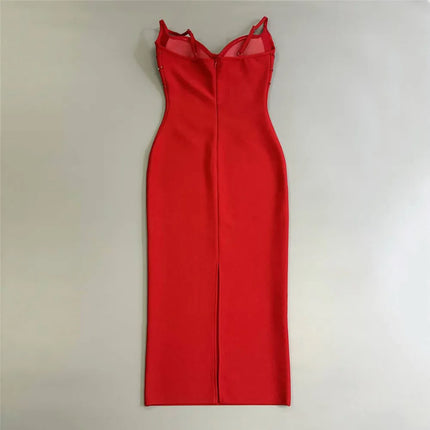 Women Sexy Beading Spaghetti Strap Bandage Dress Bodycon Clothes Club Party Celebrity Elegant Dresses