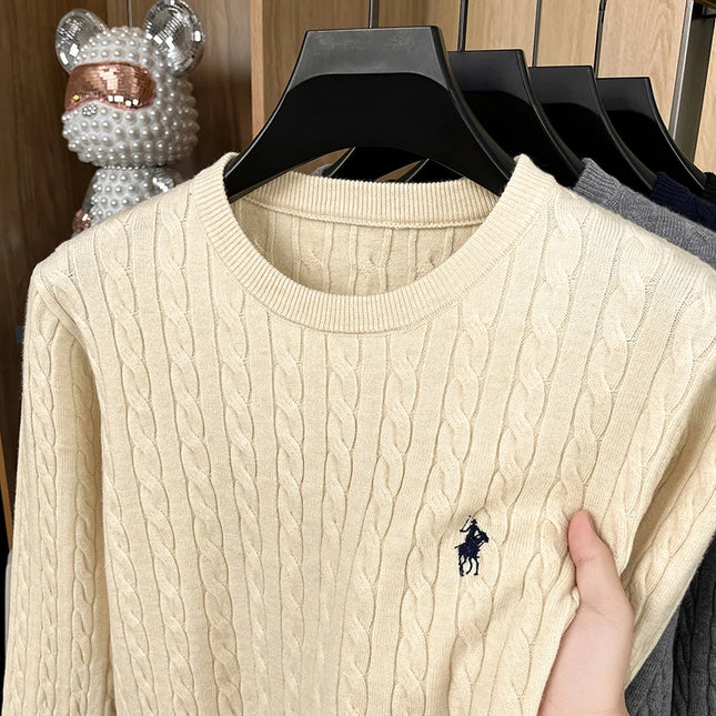 Luxury Men's Brand Spring High Quality Knit Sweater Round Neck Jacquard Embroidery Long Sleeves Pullover Leisure Fashion Men's C