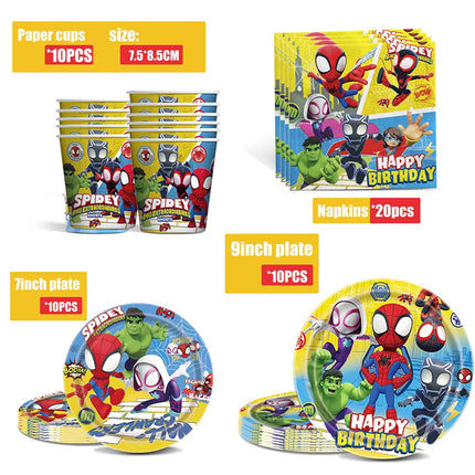Spidey And His Amazing Friends Birthday Party Decoration Plates Tablecloth Cup Banner For Kids Birthday Balloon Party Favor Gift