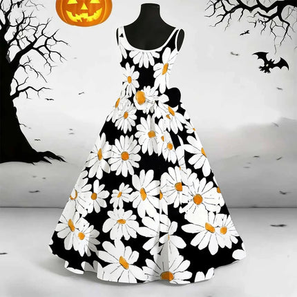 Elegant Long Skirt Retro Floor-Length Skirt Daily Fashion Vest Dress Round-Neck Slim Skirt Summer Women's Sleeveless Dress