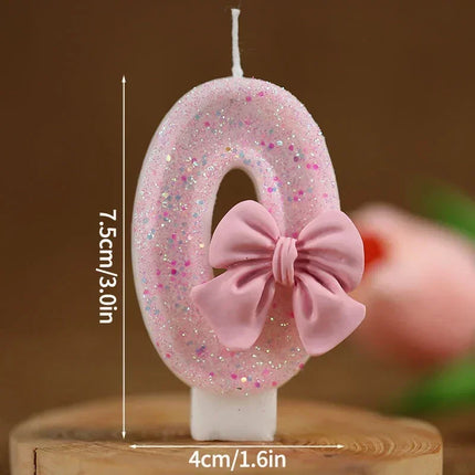 New Number Cake Candle Pink Glitter Birthday Candle 1 2 3 4 5 6 7 8 9 3D Number Candle Cake Topper Birthday Party Cake Decor