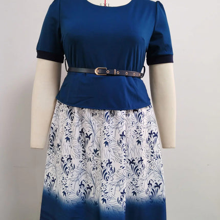 5XL 6XL Plus Size Mom Dress O Neck Flower Print Midi Dresses Bodycon High Waist African Clothes Women Vestidos Ladies Robe Femme