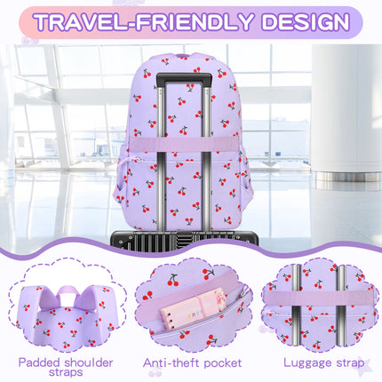 3pcs/set school backpack for girls cherry pattern primary school girl Corduroy backpack kids bookbag lunch bag pencil bag set