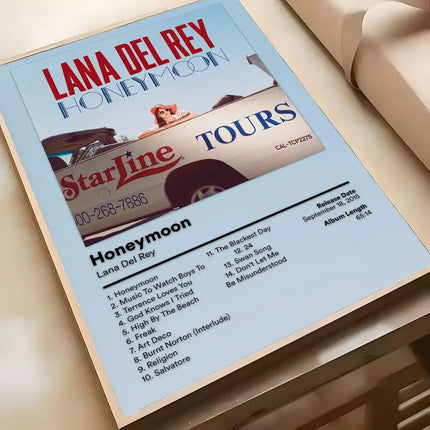 L-Lana D-Del R-Rey Poster Waterproof Self-Stick Wall Art Stickers, Removable Wall Decor for Living Room and Bedroom