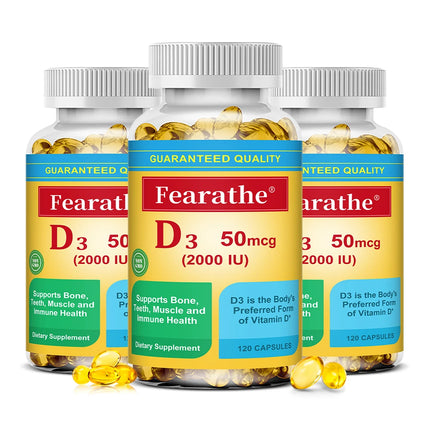 Vitamin D3 Capsules, Daily Essential Nutrient Supplement for Bone Teeth Muscle & Immune System Wellness Non-GMO Gluten Free