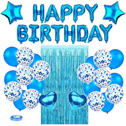 Happy Birthday Party Decoration Five Pointed Star Heart Shaped Glitter Balloon Set Birthday Party Decoration Supplies