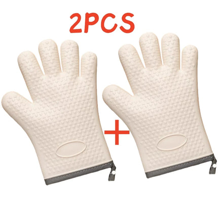 Anti-scald Silicone Oven Mitts for Kitchen Non-Slip Insulated Microwave Gloves for Baking BBQ Gloves Heat Insulation Mittens