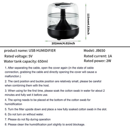 Mini humidifier Small household large capacity spray aromatherapy machine USB humidifier 7 color light mute operation