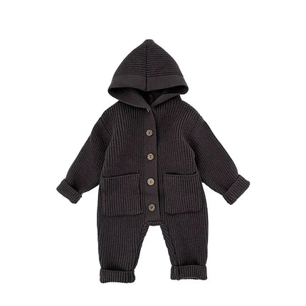 2025 Autumn New Baby Long Sleeve Knit Romper Boy Girl Newborn Warm Hooded Jumpsuit Solid Toddler Sweater Infant Casual Clothes