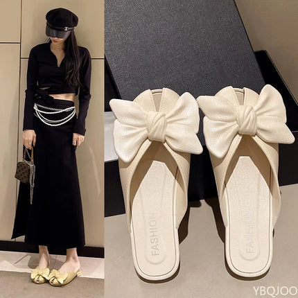 Summer New Arrival Gentle Style Slippers Half Slippers For Women Fashionable Flat Bottom Women's Sandals Butterfly Baotou shoes