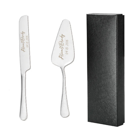 2PC Custom Engraved Stainless Steel Cake Knife Set Gift Box, Suitable for Weddings, Birthdays, All Kinds of Parties