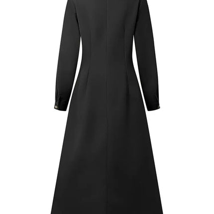 Women's Elegant Midi Dresses Plus Size Casual Mock Neck Long Sleeve Button Up A-Line Long Dress ZANZEA Autumn Woman Clothing 5XL
