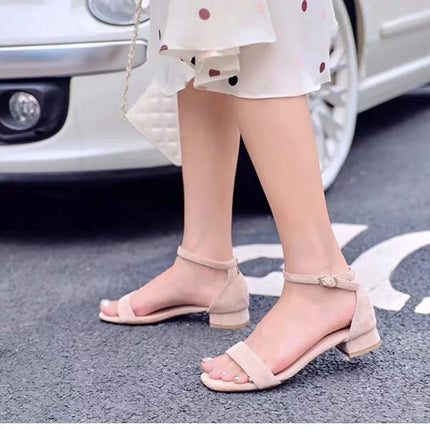 Small size 31 32 33 versatile  2025  summer Korean version open toed flat toe low heel sandals, large size women's shoes 41-46