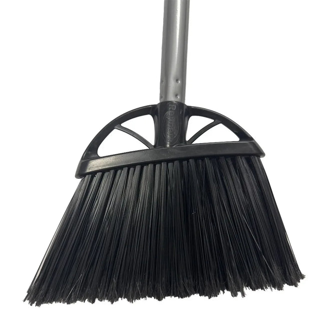 (3 Pack) 10‑Inch Angled Broom, Split‑Tip Fiber Sweeping Broom with Metal Handle, Multi‑Surface Cleaning for Tile, Marble, Wood & Linoleum Floors