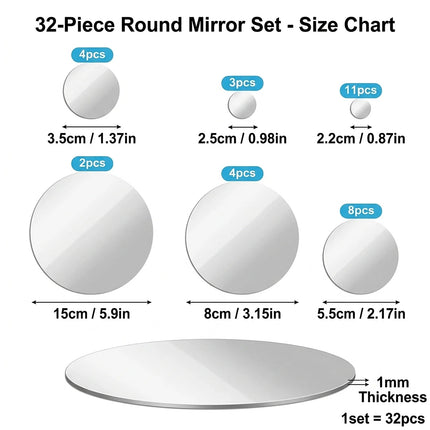 Zoyiancy Round Acrylic Mirror Wall Stickers, Removable Silver Circle Decals For Bedroom, Bath, Living Room DIY Wall Decor