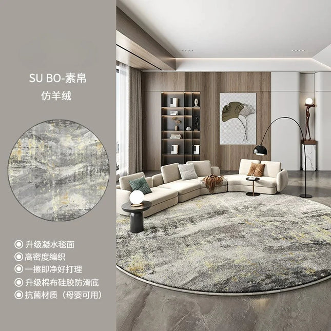 Minimalism Carpets for Living Room Light Luxury Bedroom Decor Carpet High-end Round Plush Rug Fluffy Soft Home Grey Floor Mat