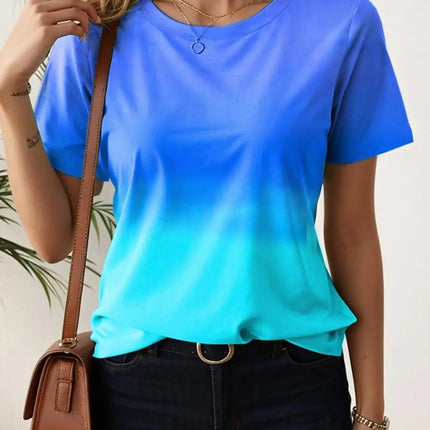Women's T-Shirts For Women 3d Gradient Print  Tees Casual Street Femalewear Summer  Oversized T-Shirt Fashion Lady Y2k Clothing
