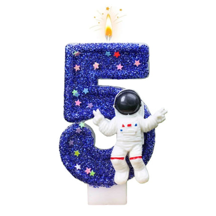 New 0-9 Number Birthday Candles original Starry Sky Astronaut birthday cake digital party anniversary candle decoration