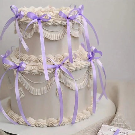 Purple Bow Cake Ribbon Happy Birthday Party Decorations Favors Hairband Desserts Cake Decor Wedding Bridal Shower Supplies