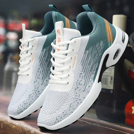 Men's Breathable Lace-Up Running Shoes, Knitted Mesh Casual Shoes, Comfortable Cushioned Sole Footwear for Daily Wear