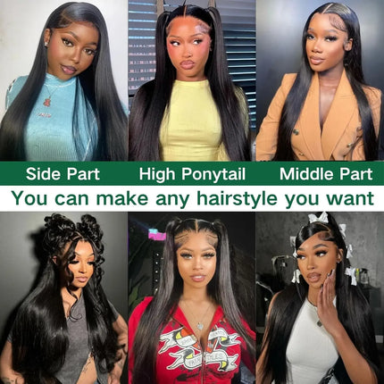 13x4 13x6 Dual HD Lace Bone Straight Wigs Human Hair 40 42 Inch Super Long Glueless Design Natural Soft Sleek Straight Hair Wigs
