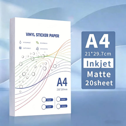 Waterproof A4 Self-adhesive Vinyl Sticker Paper Tear-off Resistant Matte and Glossy Label Sticker For Inkjet Printer