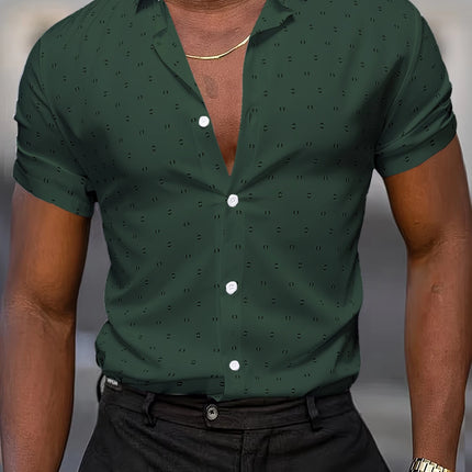 Summer Men's Short-Sleeve Shirt, Polka Dot Print, Wrinkle-Resistant, Business Casual Shirt, Ice Silk, Versatile and Popular Top