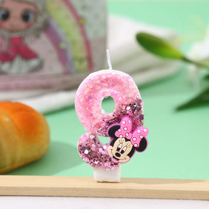 Number 0-9 Candles Cartoon Mickey Minnie Mouse Candle for Happy Birthday Cake Cupcake Topper Party Decoration Supplies DIY Gifts
