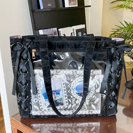 New Versatile Fashion Ribbon Itabag Large Capacity Green Large Food Anime Millet Bag Daily One Shoulder Tote Bag
