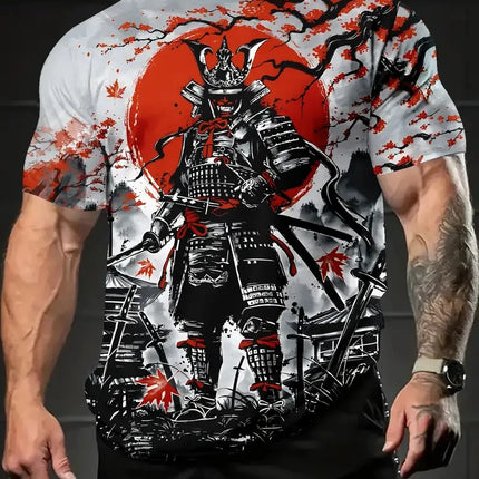 Harajuku Samurai T-Shirt For Men 2025 New Fashion Casual Men's T Shirt Short Sleeve Summer Anime Japanese 3d Printed Y2k Tops