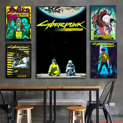C-Cyberpunk Edgerunners Poster HD art sticky wall waterproof home living room bedroom bar aesthetic decoration