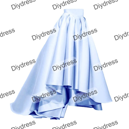 Women's High Low Elegant Prom Party Skirt A-Line Pleated Front Short Back Long Satin Skirt With Pockets For Evening Gown