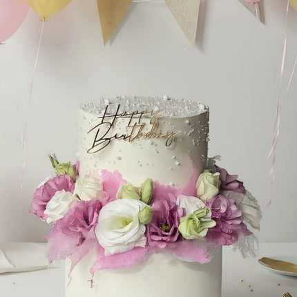 3pcs "Happy Birthday" PMMA Cake Topper - Eaves/Letter Design, Cake Plug-in for Birthday, Baking Supplies & Holiday Gifts