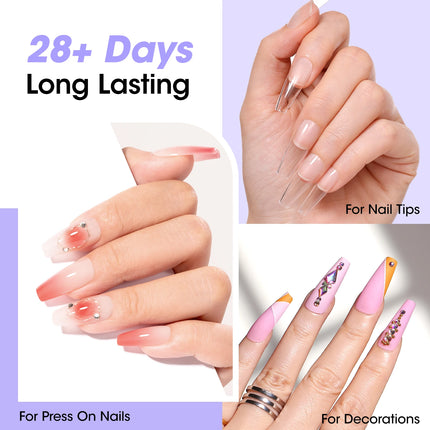 GELLEN Semi Solid Nail Glue and Remover Set Press on False Nail Acrylic Quick Dry No Lamp Needed Safe Gentle Non Acetone Formula